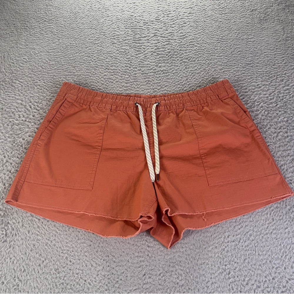 Vuori Vintage Ripstop Shorts Women Large Orange Cinnamon Drawstring Outdoor Hike - Picture 1 of 9